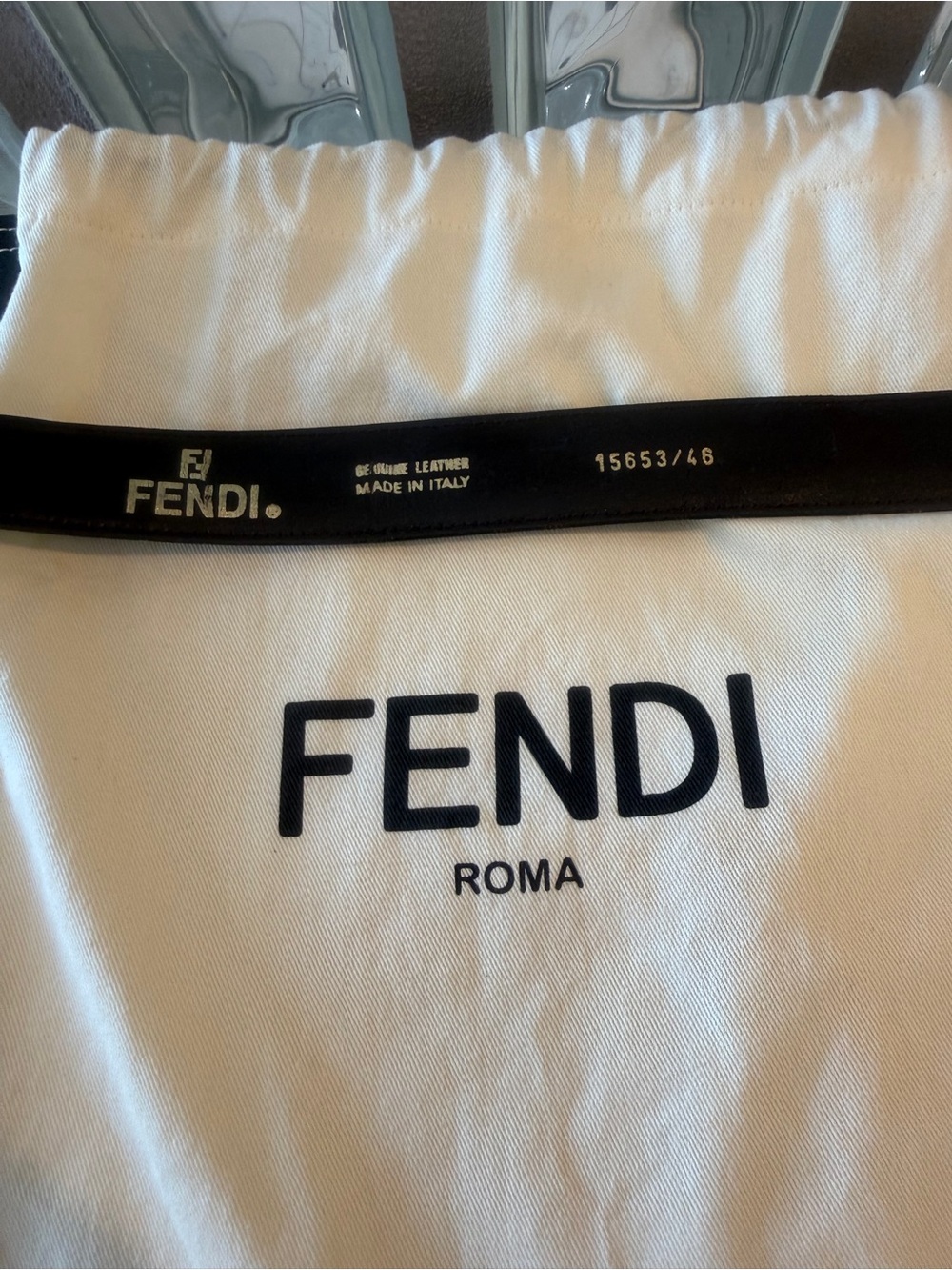Fendi FF Zucca Monogram Unisex Canvas/Leather Black/Brown Belt w/ Silver Buckle - Picture 5 of 5